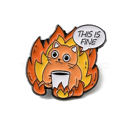 Fine Thmem Enamel Pin, Painting Black Alloy Badge for Backpack Clothes, Flame of Combustion, Cat Shape, 28x29mm(X-JEWB-K018-30B-EB)