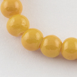 Painted Glass Bead Strands, Baking Paint, Round, Gold, 10mm, Hole: 1.3~1.6mm, about 80pcs/strand, 31.4 inch(DGLA-S071-10mm-22)