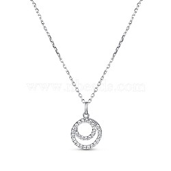TINYSAND 925 Sterling Silver Cubic Zirconia Ring Pendant Necklaces, Silver, 16.4 inch(TS-N318-S)