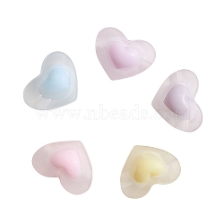 Transparent Acrylic Beads, Frosted, DIY Accessories, Clear, Heart, Mixed Color, 13x17x9.5mm, Hole: 2.8mm, 10pcs/color, 5 colors, 50pcs/set(FACR-CJ0001-05)