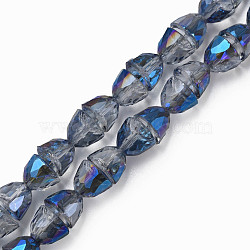 Electroplate Transparent Glass Beads Strands, Faceted, Bell, Blue, 8x7mm, Hole: 1mm, about 94~100pcs/strand, 25.20 inch(64cm)(EGLA-N002-35-C06)