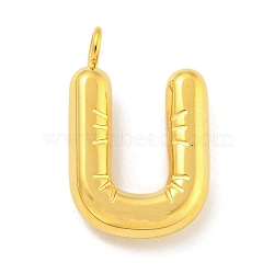 Ion Plating(IP) 304 Stainless Steel Pendants, Letter Charm, Golden, Letter U, 17x10.5x3mm, Hole: 2mm(STAS-C102-15G-U)