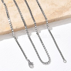 10Pcs 2.3MM 304 Stainless Steel Box Chain Necklaces, Tarnish Free, Stainless Steel Color, 17.72 inch(45cm)(NJEW-G203-05P)
