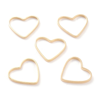 Brass Linking Rings, Long-Lasting Plated, Heart, Real 24K Gold Plated, 6x7.5x1mm, Inner Diameter: 6x5mm