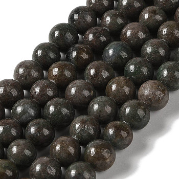 Natural Red Green Jasper Beads Strands, Round, 10mm, Hole: 1.2mm, about 37~39pcs/strand, 14.69''(37.3cm)