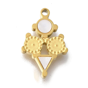 Ion Plating(IP) 304 Stainless Steel Manual Polishing Charms, with Acrylic, Triangle & Flat Round, Golden, 15x9.5x2mm, Hole: 1.2mm