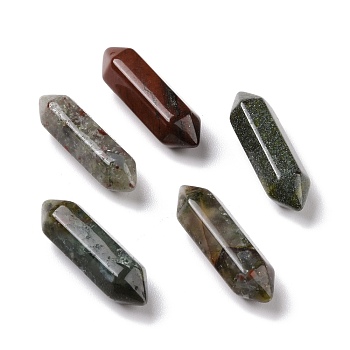 Natural Bloodstone Beads, Healing Stones, Reiki Energy Balancing Meditation Therapy Wand, No Hole, Faceted, Double Terminated Point, 22~23x6x6mm