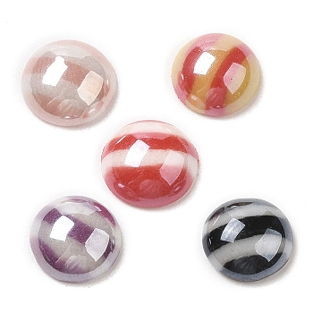 Two Tone Glass Cabochons, Half Round, Mixed Color, 8x3mm