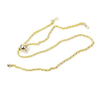 Adjustable Bag Strap Chains, with PU Imitation Leather and Light Gold Plated Alloy Findings, Yellow, 29.5~123cm