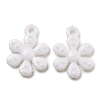 Opaque Acrylic Pendants, Flower Charms, White, 28x21x4.5mm, Hole: 3mm, about 525pcs/500g