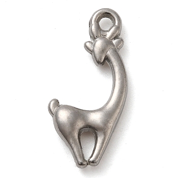 304 Stainless Steel Pendants, Deer Charm, Stainless Steel Color, 21x11x3.5mm, Hole: 2mm