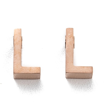 Ion Plating(IP) 304 Stainless Steel Charms, Alphabet, Rose Gold, Letter.L, 8x4.5x3mm, Hole: 1.8mm