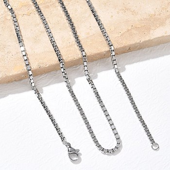 10Pcs 2.3MM 304 Stainless Steel Box Chain Necklaces, Tarnish Free, Stainless Steel Color, 17.72 inch(45cm)