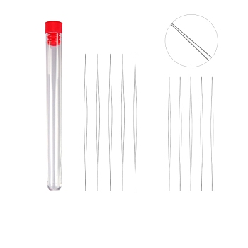Stainless Steel Collapsible Big Eye Beading Needles, Seed Bead Needle, with Storage Tube, Red, 102~153x13mm, 11pcs/set