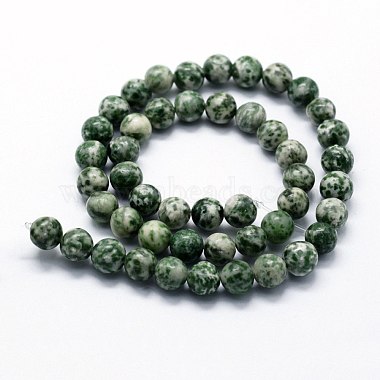 Natural Green Spot Jasper Beads Strands(G-I199-30-8mm)-2