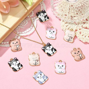 30Pcs 5 Style Printed Alloy Pendants(ENAM-CJ0005-51)-6