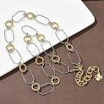 Two Tone Brass Textured Oval Link Chain Necklaces, Long-Lasting Plated, Rack Plating, Lead Free & Cadmium Free, Real 18K Gold Plated, 17.68 inch(44.9cm)(KK-C251-29GP)