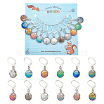 12Pcs 12 Colors Resin Figure of Fish Scale Charms Locking Stitch Markers, with 304 Stainless Steel Findings, Mixed Color, 39mm, Pin: 0.8mm, 1Pc/color(HJEW-PH01506)