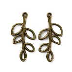 Alloy Pendant, Leaf, Antique Bronze, 38.5x19x1.5mm, Hole: 1.8mm(FIND-WH0108-35AB)