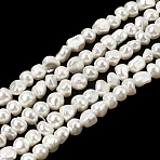 Electroplated Shell Pearl Beads Strands, Nuggets, White, 3~5x3~4x3~4mm, Hole: 0.8mm, about 100~103pcs/strand, 15.94''(40.5cm)(BSHE-B008-06A)