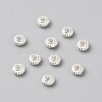 925 Sterling Silver Beads, Rondelle, Silver, 3.8x2mm, Hole: 1.2mm(STER-WH0019-29B)