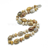 Natural Crazy Agate Beaded Necklaces, with Alloy Lobster Clasps, Barrel, 18.1 inch~18.5  inch(46~47cm), Barrel: 14x10mm(NJEW-S390-26)