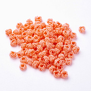 Polyester Weave Beads, Round, Light Salmon, 6x5mm, Hole: 4mm, about 200pcs/bag(WOVE-N002-65)