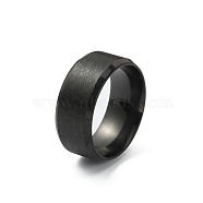 201 Stainless Steel Plain Band Ring for Women, Matte Gunmetal Color, Inner Diameter: 16.13mm(RJEW-WH0010-06B-MB)