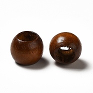 Dyed Wood Beads, Large Hole Bead, Rondelle, Coconut Brown, 13~14x11~11.5mm, Hole: 6.6~7.9mm(WOOD-C013-01)
