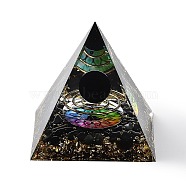 Orgonite Pyramid Resin Energy Generators, Reiki Natural Obsidian Chips Inside for Home Office Desk Decoration, 60x60x59mm(AJEW-D056-01G)