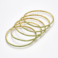 Brass Claw Chain Stretch Bracelets, with Rhinestone, Golden, Peridot, 2 inch(5cm), 2mm(BJEW-T010-02G-11)