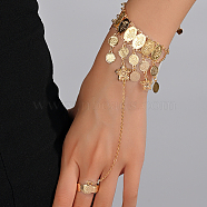 Vintage Real 18K Gold Plated Multi-layer Coin Fringe Hand Back Ring Bracelets for Women(SI8830)