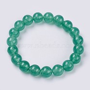 Natural Jade Beaded Stretch Bracelet, Dyed, Round, Sea Green, 2 inch(5cm), Beads: 8mm, about 22pcs/strand(BJEW-P213-10-8mm)