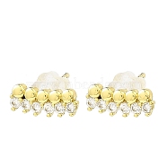 Brass Micro Pave Cubic Zirconia Stud Earrings, Long-Lasting Plated, Lead Free & Cadmium Free, Real 18K Gold Plated, 4x10mm, Pin: 11x0.8mm(EJEW-L270-23G)