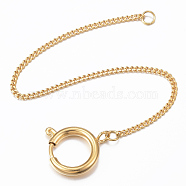 304 Stainless Steel Curb Chain Bracelets, with Spring Ring Clasp, Golden, 170x2x1mm(BJEW-H704-01G)