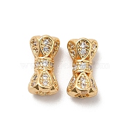 Brass Micro Pave Cubic Zirconia Beads, Column with Teardrop, Real 18K Gold Plated, 10.5x5.5x5.3mm, Hole: 1.2mm(KK-B074-49G)