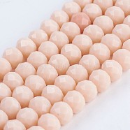 Opaque Glass Beads Strands, Faceted, Rondelle, Bisque, 8x6mm, Hole: 1~1.5mm, about 70~72pcs/strand, 16.9~17.3 inch(43~44cm)(EGLA-F122-8x6mm-NC06)