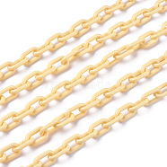ABS Plastic Cable Chains, Oval, Champagne Yellow, 13.5~14x8x2mm, 14.9 inch~15.35 inch(38~39cm)/strand(KY-E007-02H)