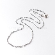 316 Surgical Stainless Steel Cable Chain Necklaces, with Brass Spring Ring Clasps, Stainless Steel Color, 27.7 inch(70.4cm)(NJEW-JN01047-04)