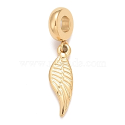 304 Stainless Steel European Dangle Charms, Large Hole Pendants, Wings, Golden, 29.5mm, Hole: 4mm, Wing: 19.5x6x2mm(STAS-I194-05G)