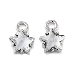 Alloy with Rhinestone Pendants, Star Charm, Cadmium Free & Lead Free, Platinum, 11x7.5x4mm, Hole: 2mm(FIND-B028-05P)