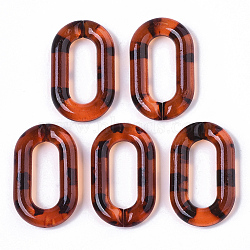 Transparent Acrylic Linking Rings, Quick Link Connectors, Imitation Leopard Skins Pattern, for Cable Chains Making, Oval, Chocolate, 38x23x6.5mm, Inner Diameter: 25x10mm(X-OACR-S036-006B-A01)