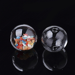 Perles de globe en verre soufflé faites à la main, ronde, clair, 9.5~10x9mm, Trou: 1.5~2.5mm(DH017J-1-10mm)