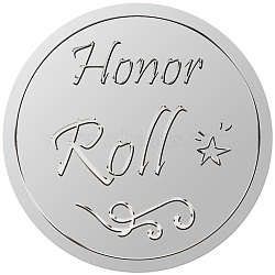 Custom Round Silver Foil Embossed Picture Stickers, Honor Roll Self Adhesive Award Certificate Seals, Metallic Stamp Seal Stickers, Star, 38mm, 4pcs/sheet(DIY-WH20008-004)