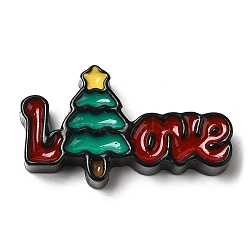 Christmas Opaque Resin Cabochons, Word Love with Christmas Tree, Red, 17.9x31x5.5mm(CRES-D015-01C)