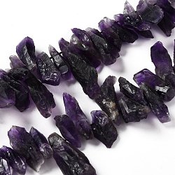 Rough Raw Natural Amethyst Beads Strands, Nuggets, 17~37x5~12x5~7mm, Hole: 0.8mm, 15.75''(40cm)(G-G010-12)
