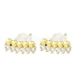 Brass Micro Pave Cubic Zirconia Stud Earrings, Long-Lasting Plated, Lead Free & Cadmium Free, Real 18K Gold Plated, 4x10mm, Pin: 11x0.8mm(EJEW-L270-23G)