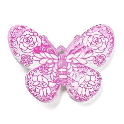 Printed Opaque Acrylic Beads, Butterfly, Violet, 31x41x4.5mm, Hole: 1.5mm(MACR-R004-02C)