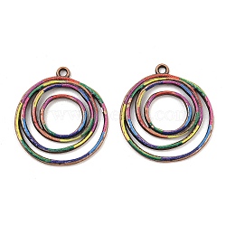 Tibetan Style Alloy Pendants, Twisted Round Charms, Colorful, Red Copper, 29x26x2mm, Hole: 1.8mm(AL-CBA606A-11)