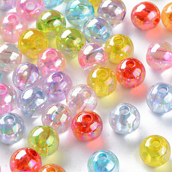 Transparent Acrylic Beads, AB Color Plated, Round, Mixed Color, 8x7mm, Hole: 2mm, about 1745pcs/500g(MACR-S370-B8mm)